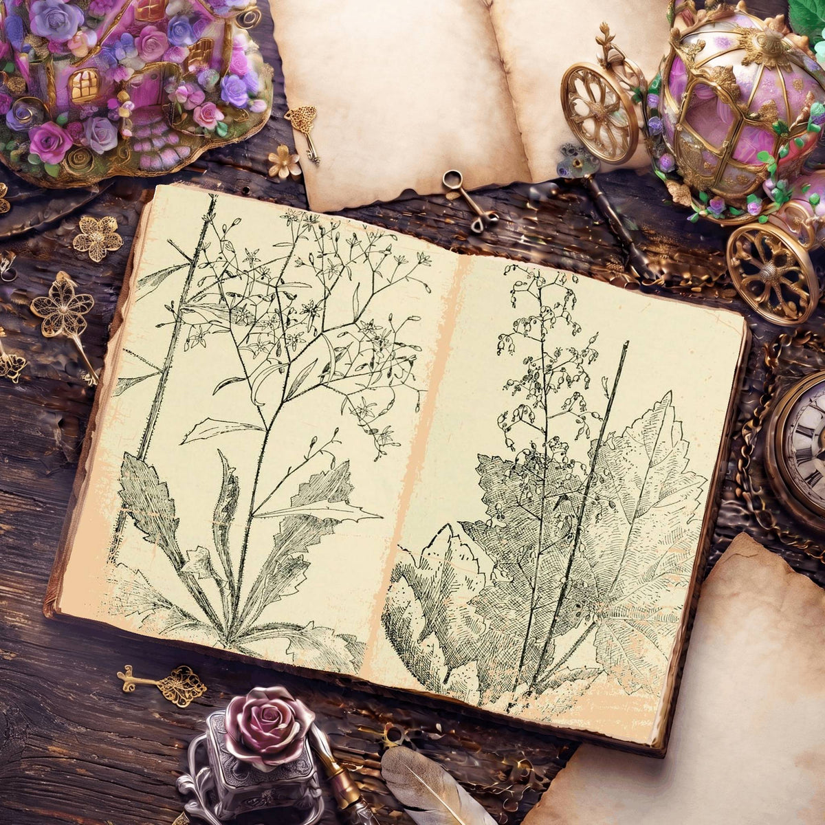 Botanical Sketches Digital Papers