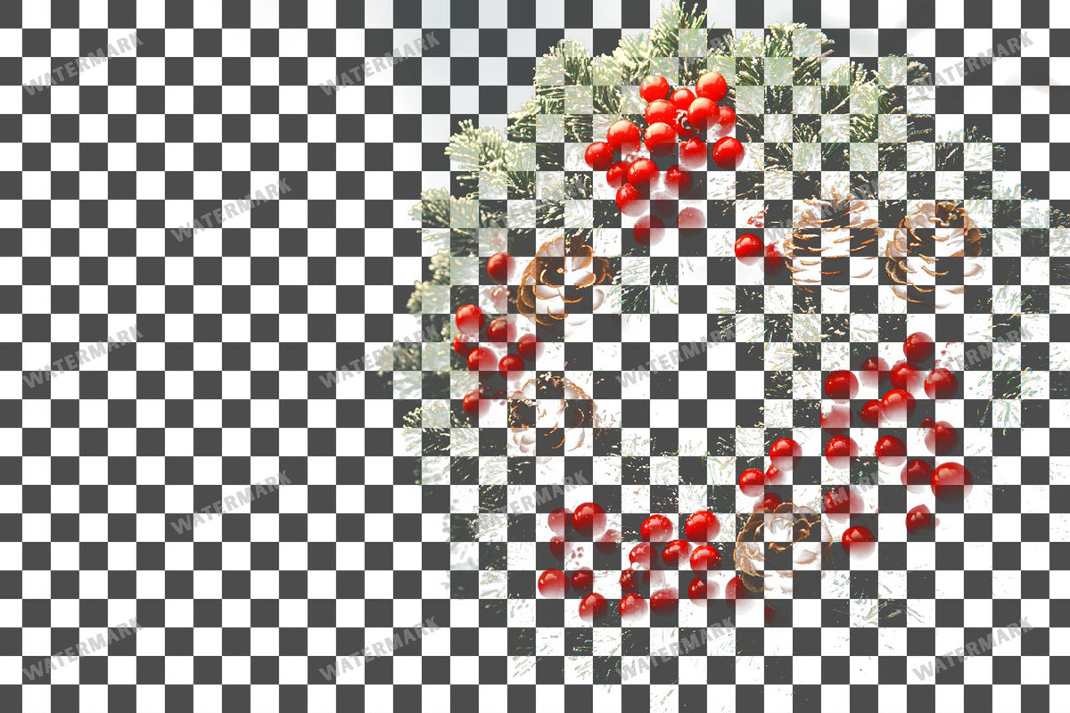 Christmas Wreath PNG overlay on a transparent checkered background, preview 31