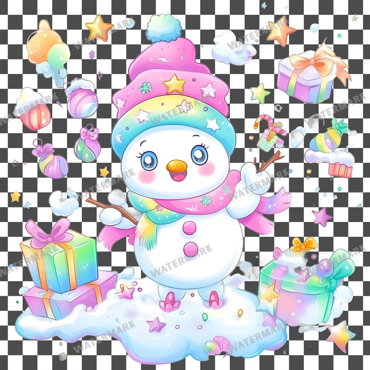 Christmas Kawaii Style Clipart Pngs