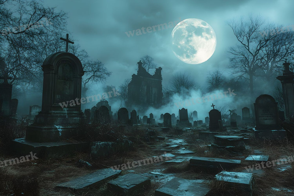 Moonlit Graveyard Backdrop Images
