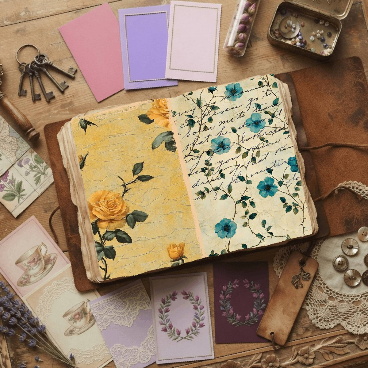 Rose printable junk journal paper, page preview 31