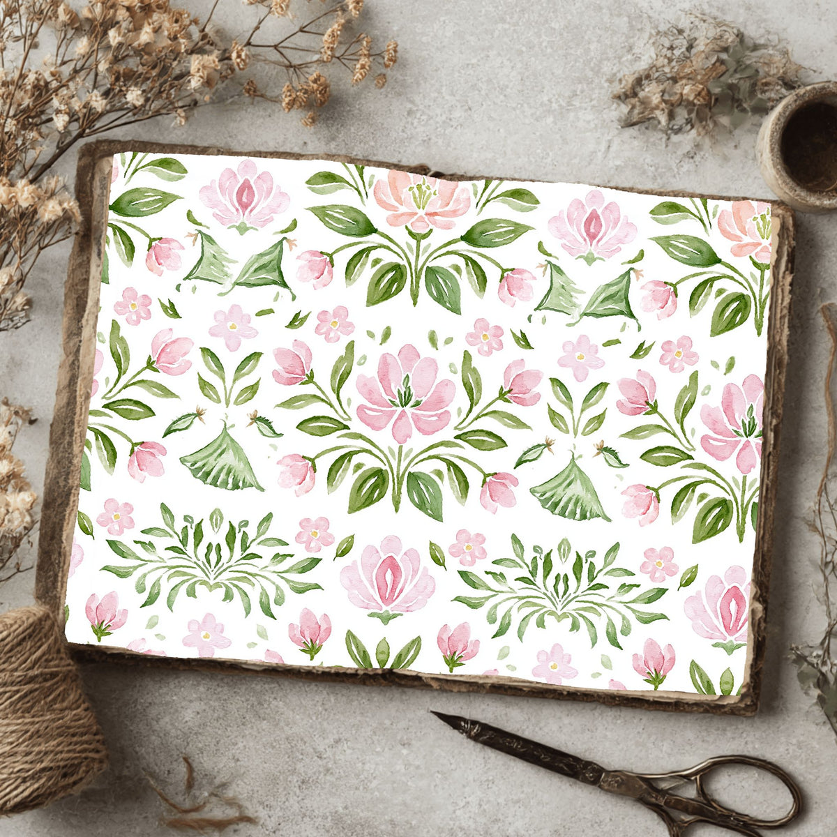 Pastel Pink & Green Watercolor Pattern