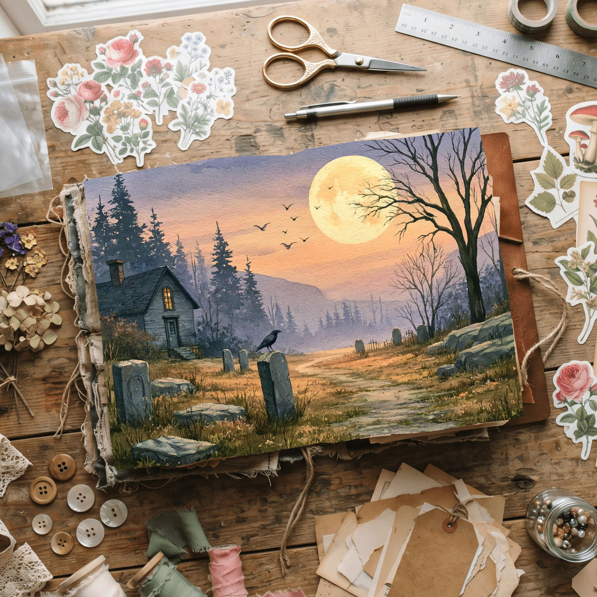Purple Halloween Watercolor Art