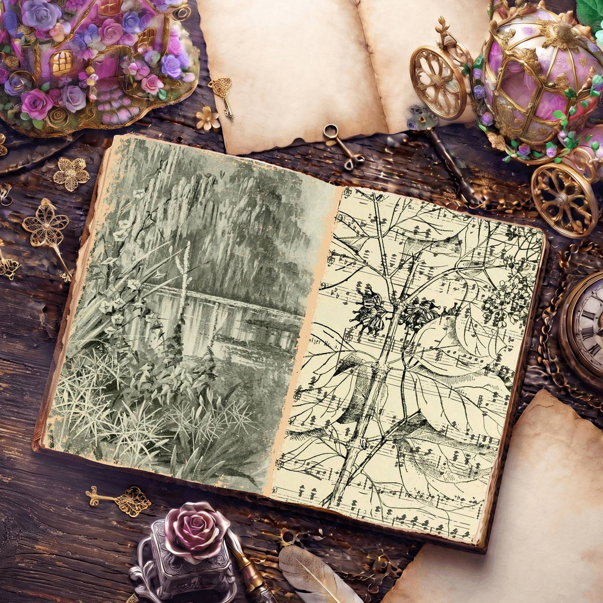 Botanical Sketches Digital Papers