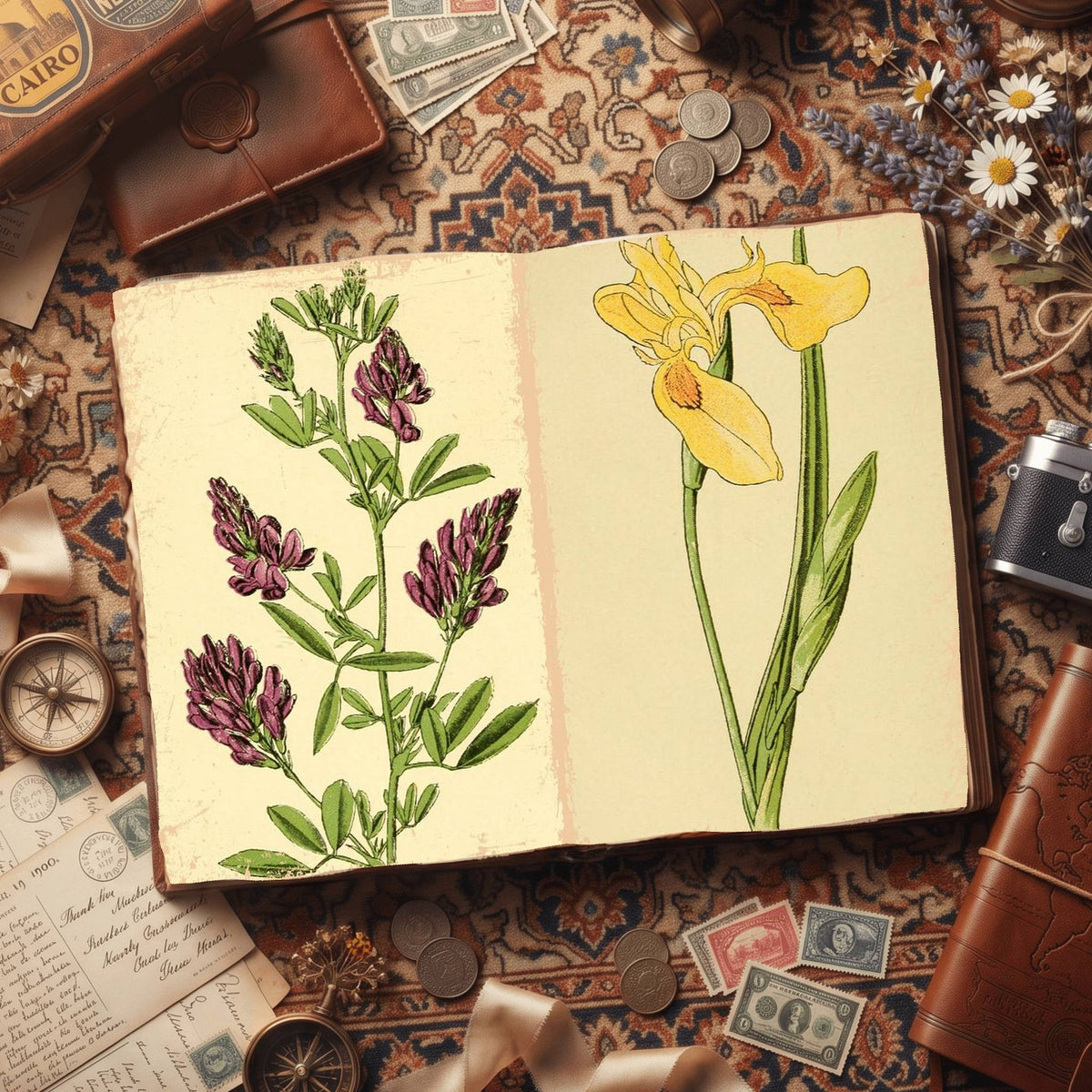 Botanical printable junk journal paper, page preview 32