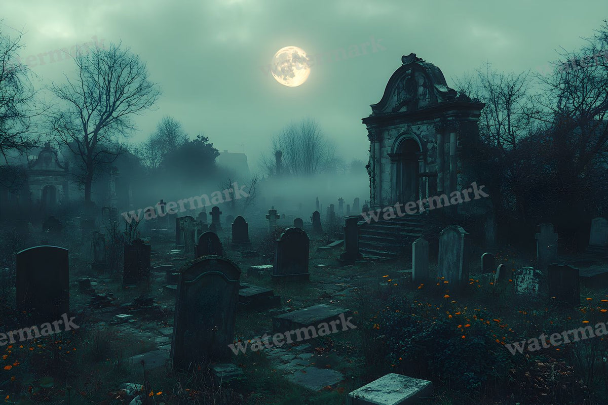 Moonlit Graveyard Backdrop Images