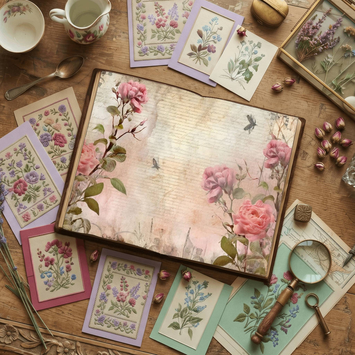 Pink Rose printable junk journal paper, page preview 32