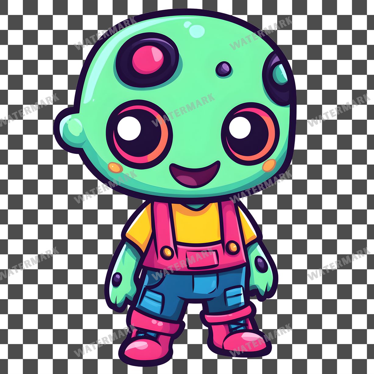 Zombie Kawaii Style Clipart Pngs