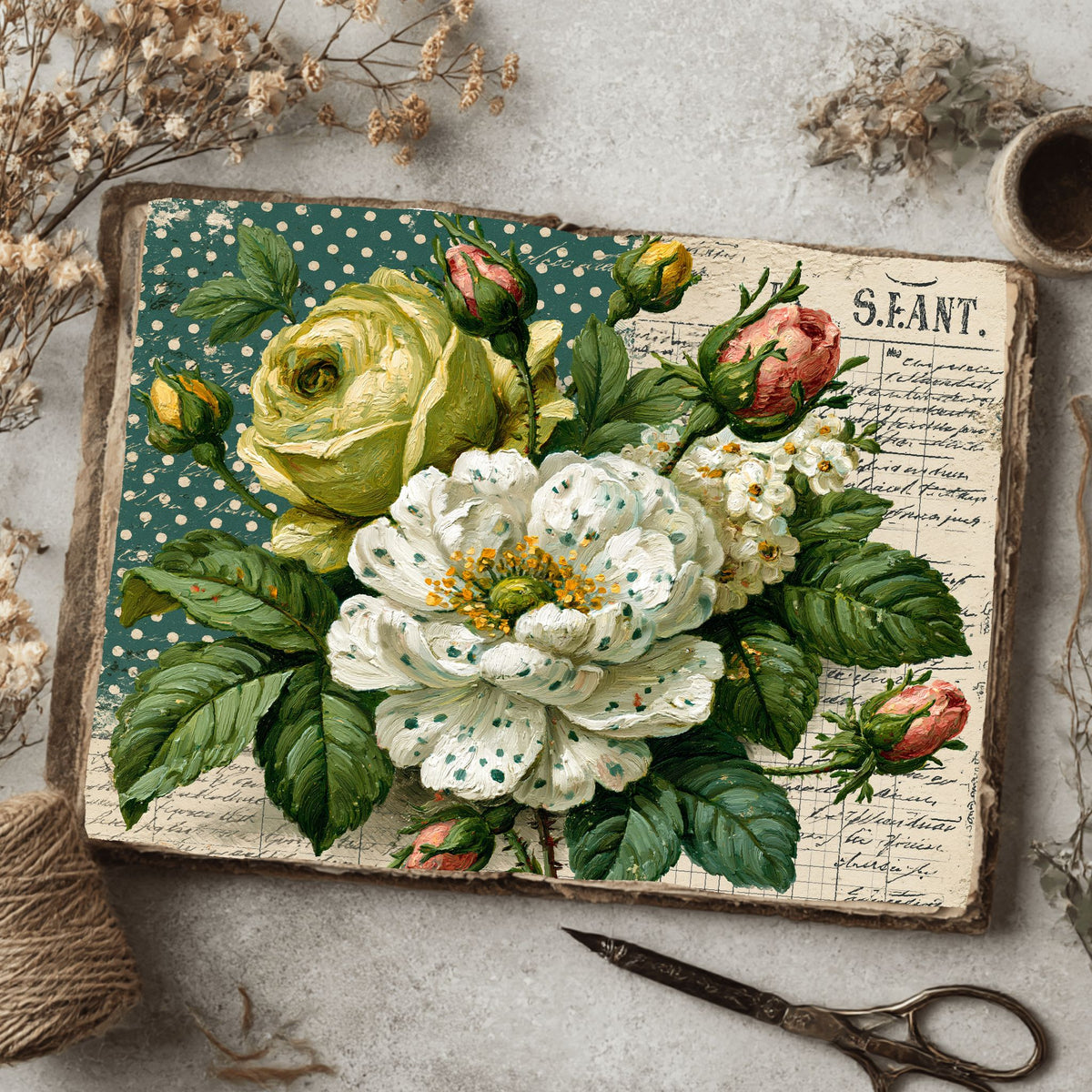 Faded Polka Dot Shabby Chic Journal Paper