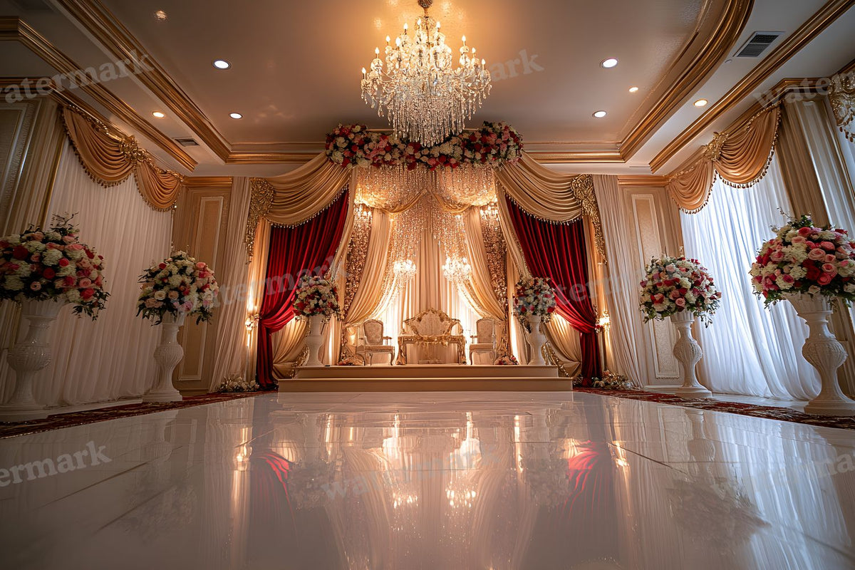 Opulent Wedding Ballroom digital photo backdrop for photo editing, preview 32