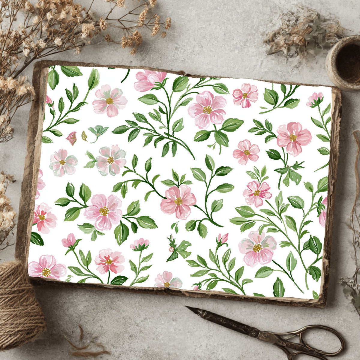 Pastel Pink & Green Watercolor Pattern