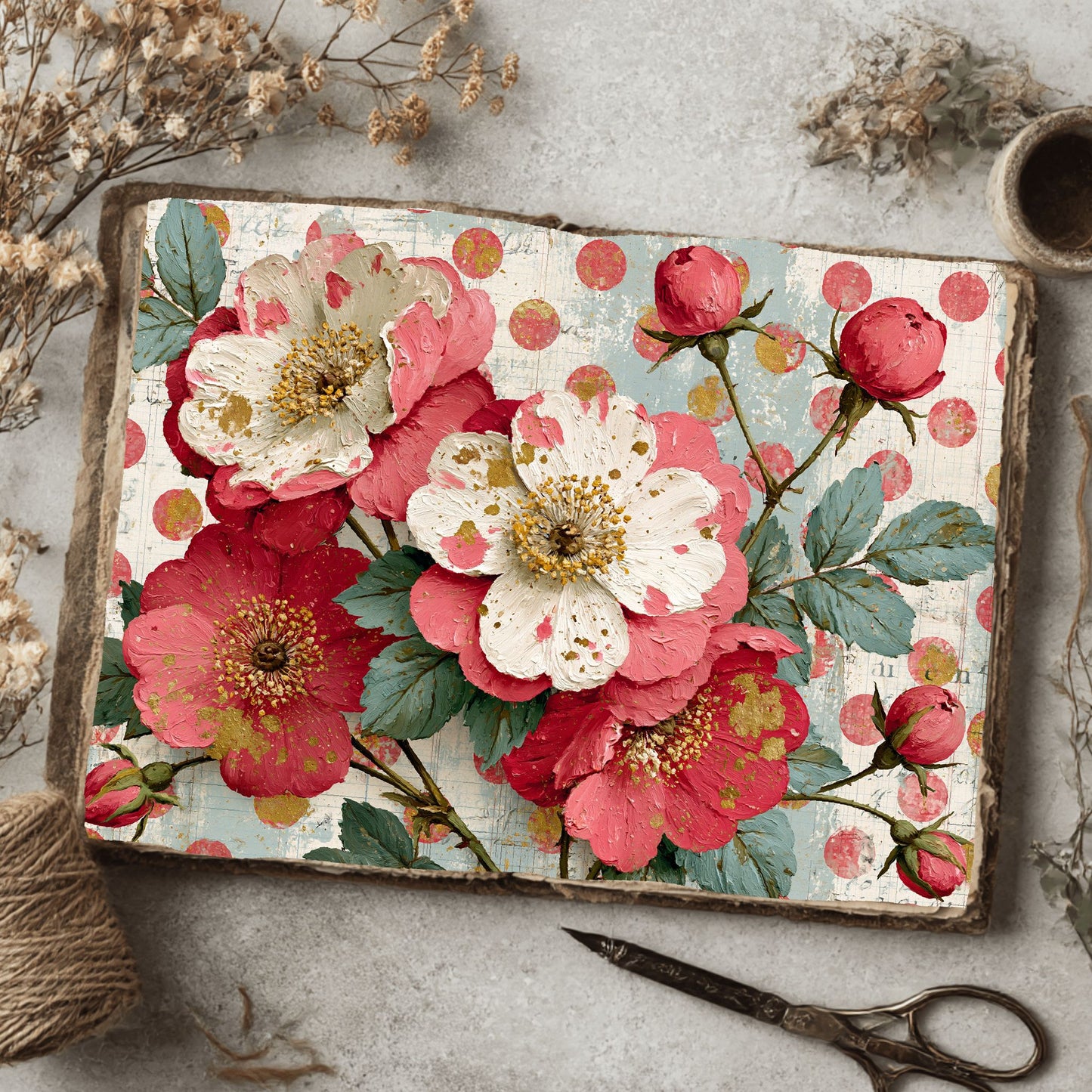 Pink & Gold Shabby Chic Journal Paper