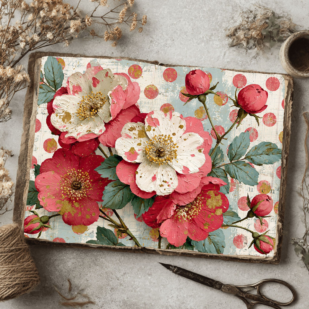 Pink & Gold Shabby Chic Journal Paper