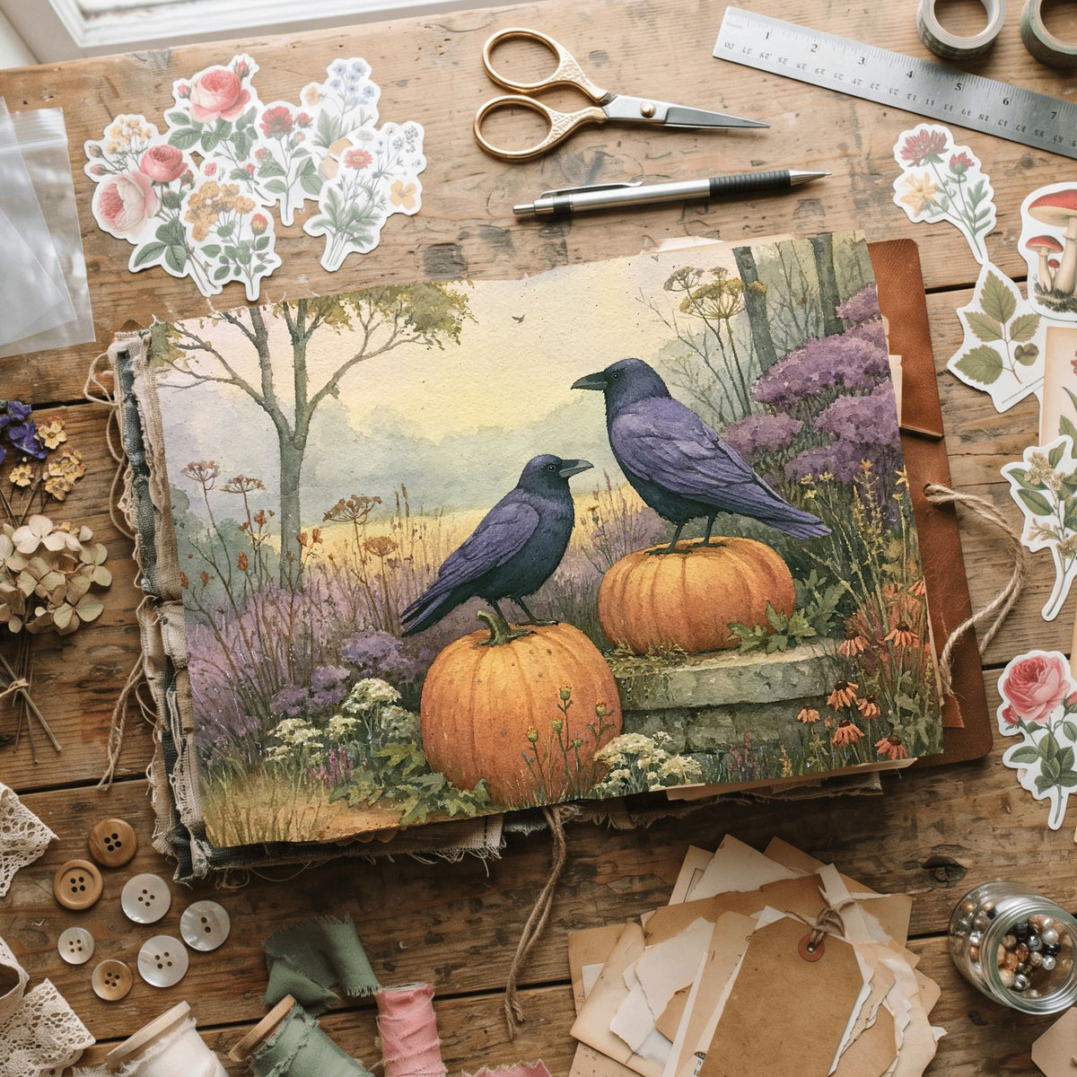 Purple Halloween Watercolor Art
