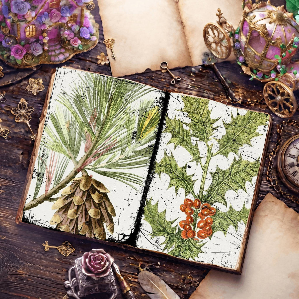 Botanical Illustrations Digital Papers