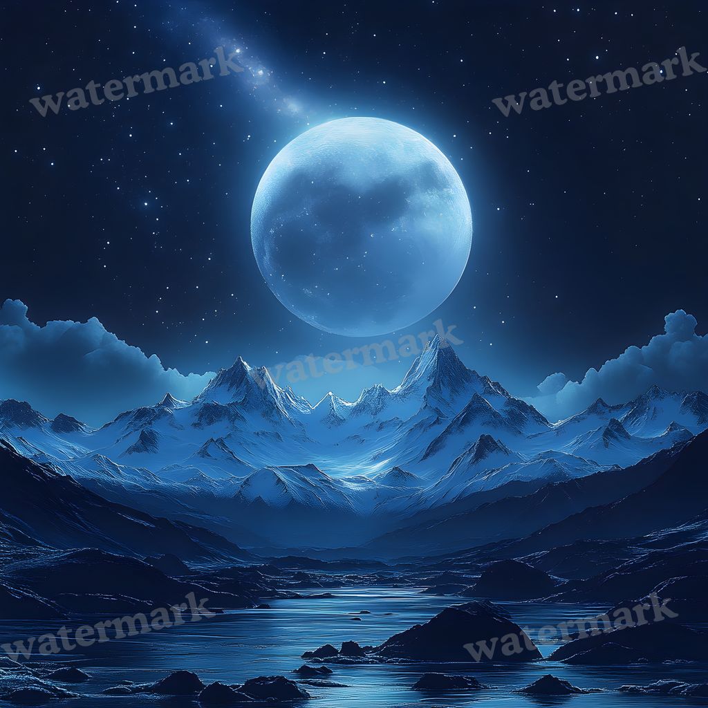 Celestial Moonlit digital photo backdrop for photo editing, preview 32