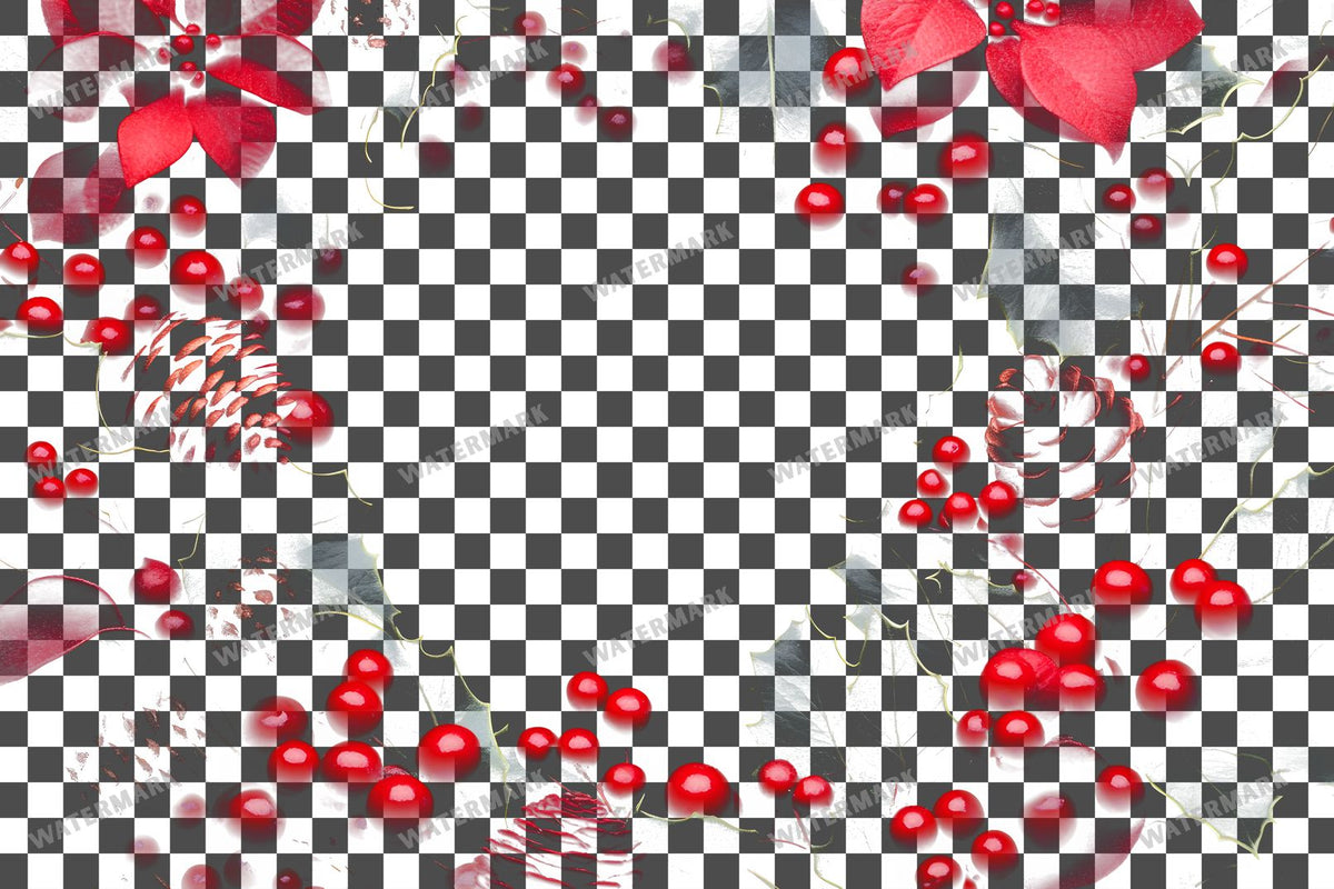 Christmas Wreath PNG overlay on a transparent checkered background, preview 33