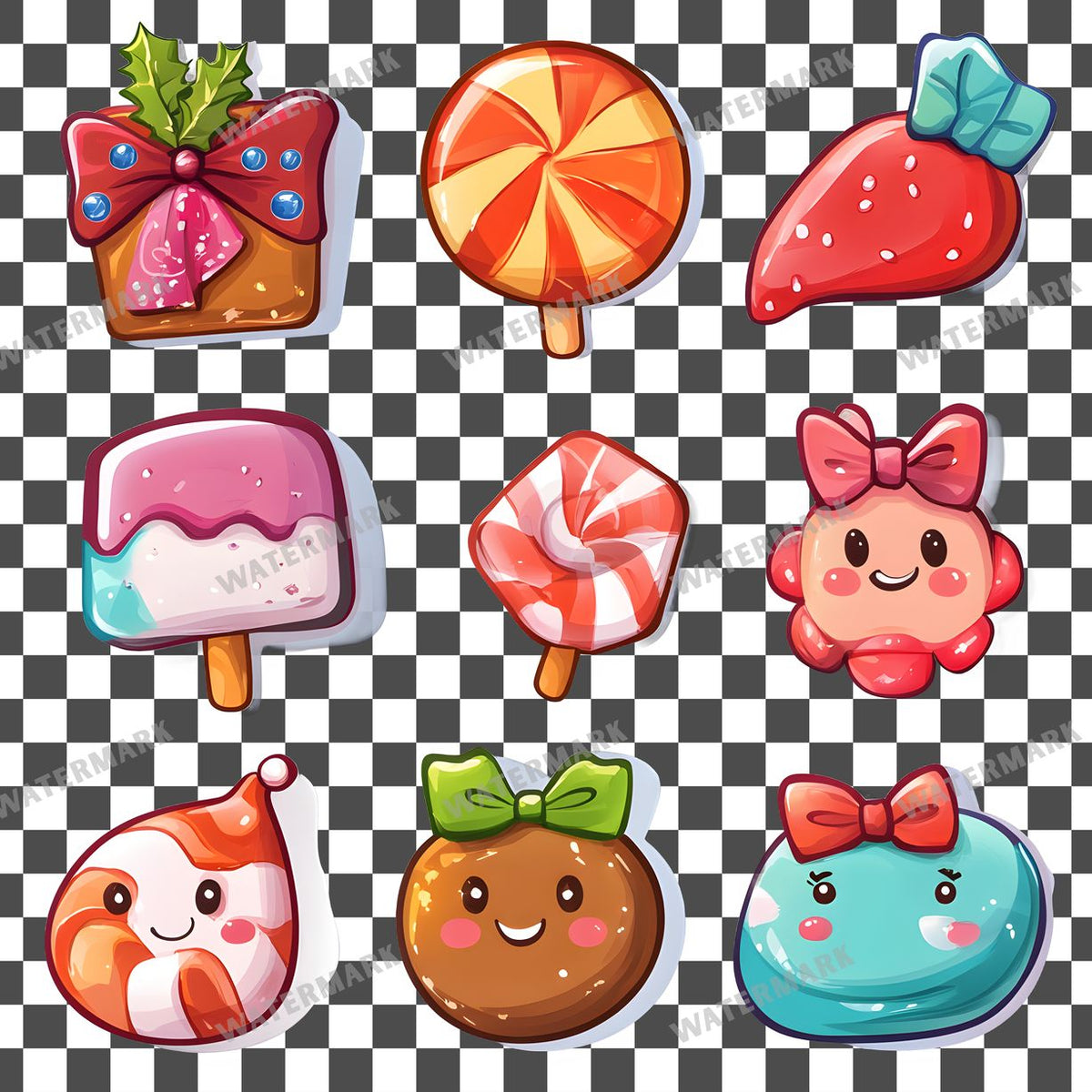 Christmas Kawaii Style Clipart Pngs
