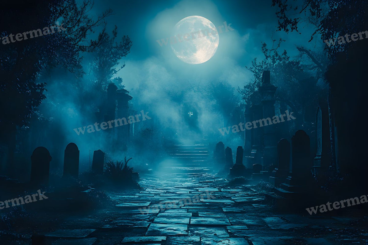 Moonlit Graveyard Backdrop Images