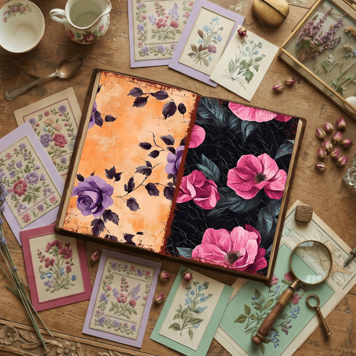 Rose printable junk journal paper, page preview 33