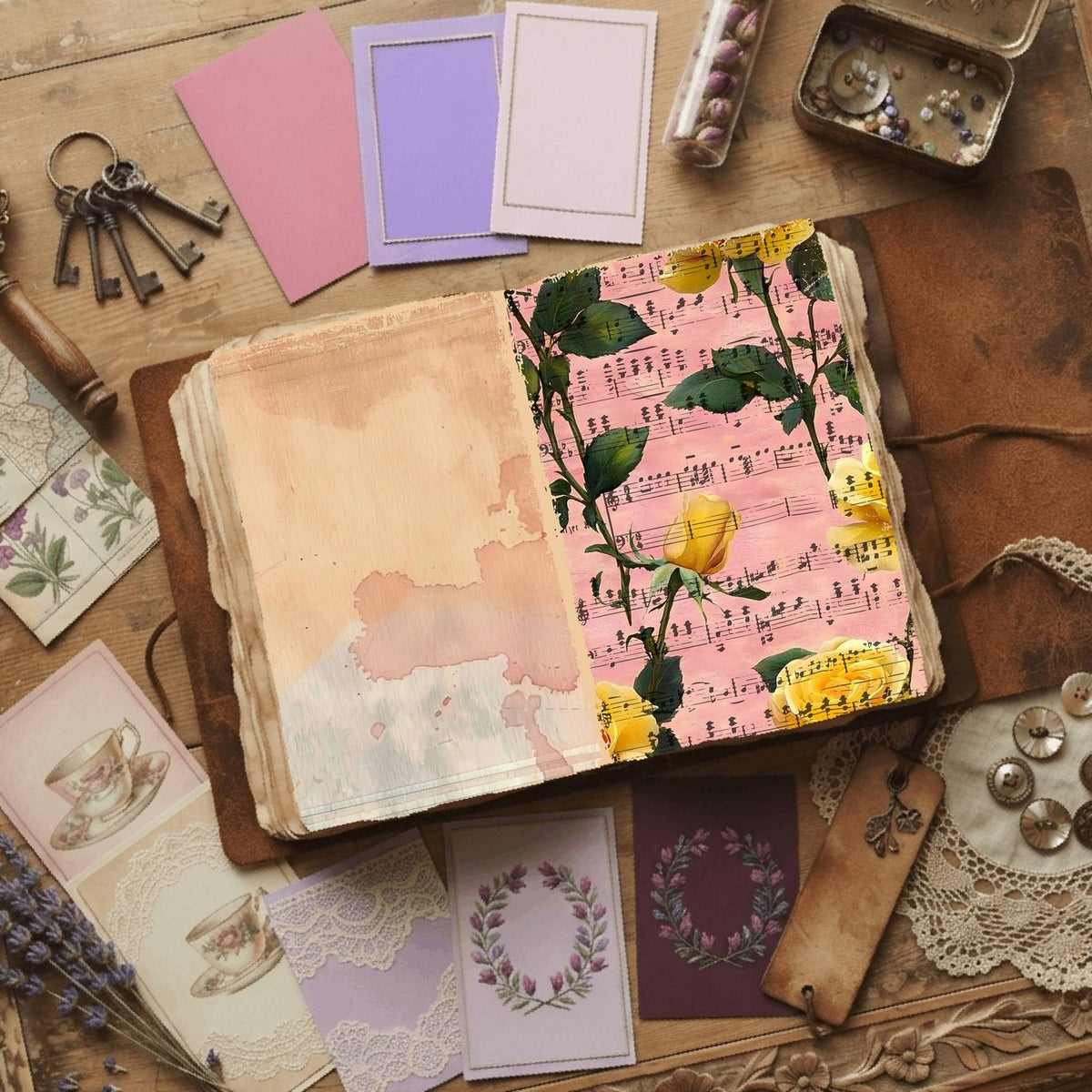 Rose printable junk journal paper, page preview 33