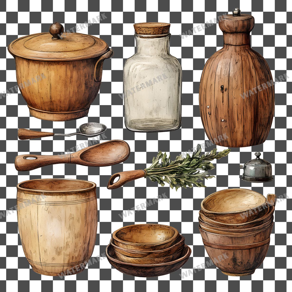 Wooden Rockin Vintage Style Clipart Pngs
