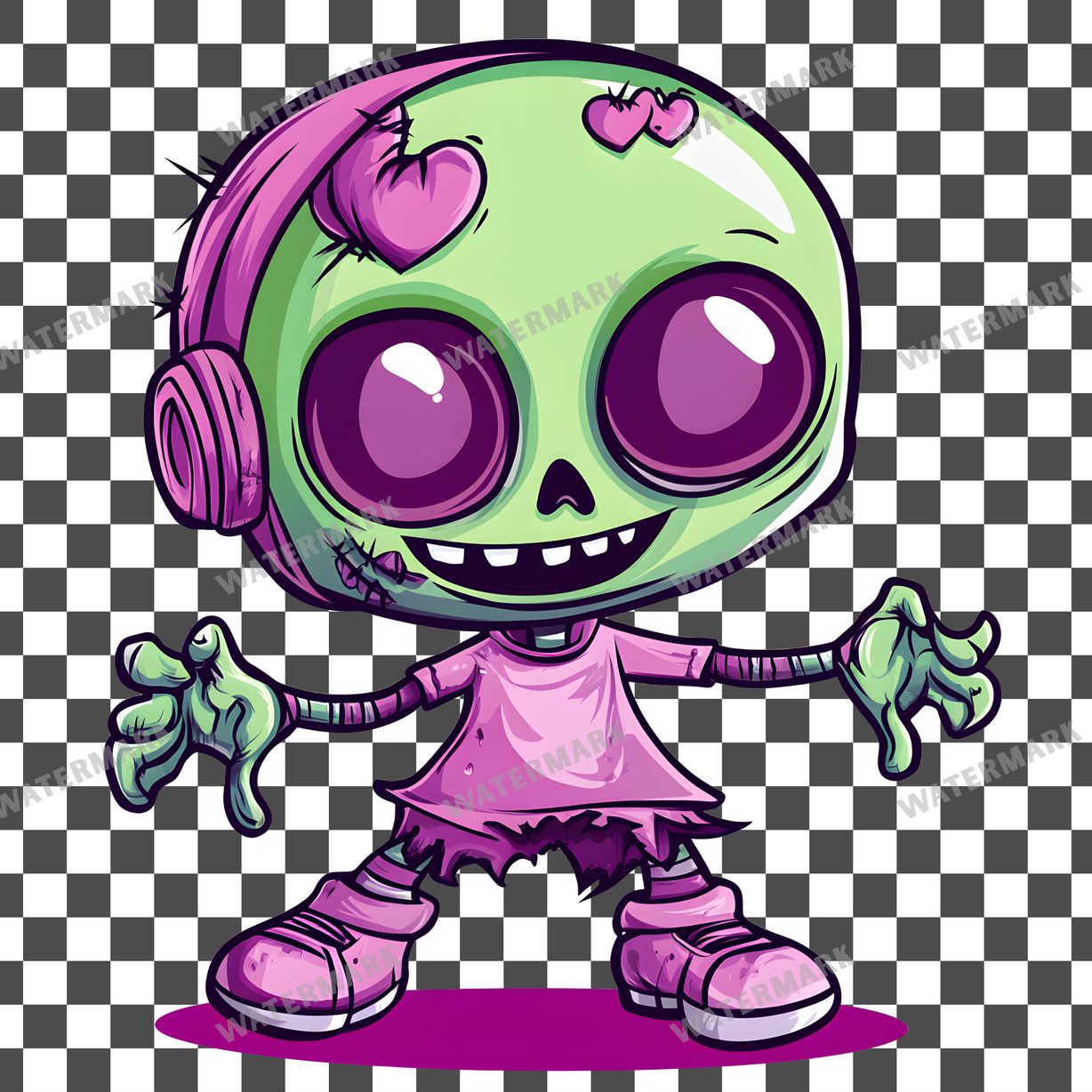 Zombie Kawaii Style Clipart Pngs