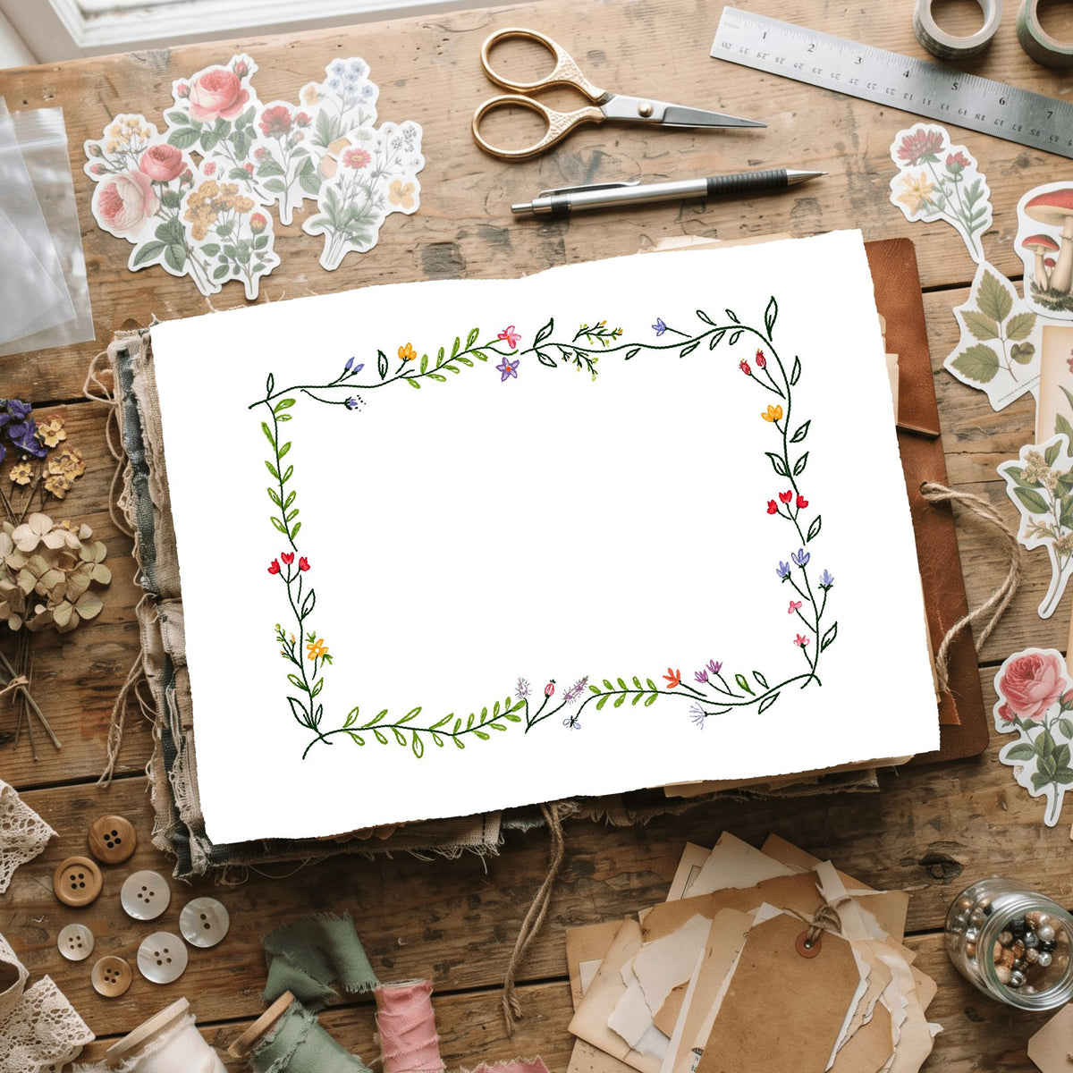 Folk Art Watercolor Floral Pattern