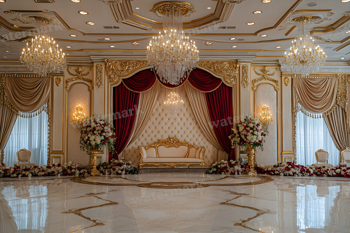 Opulent Wedding Ballroom digital photo backdrop for photo editing, preview 33