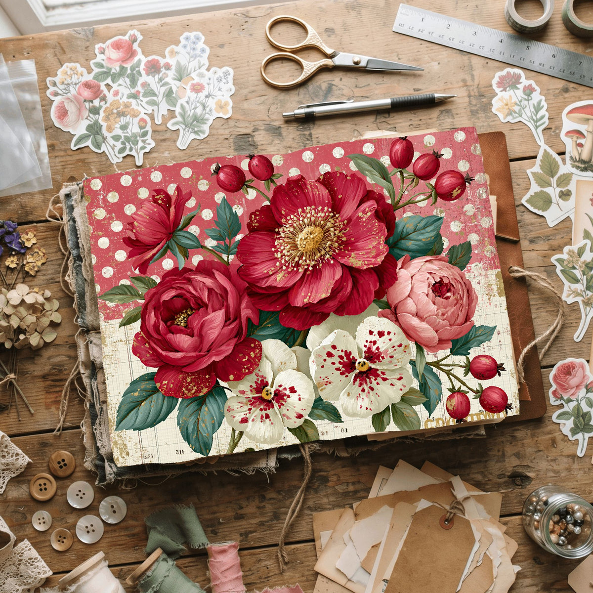 Pink & Gold Shabby Chic Journal Paper
