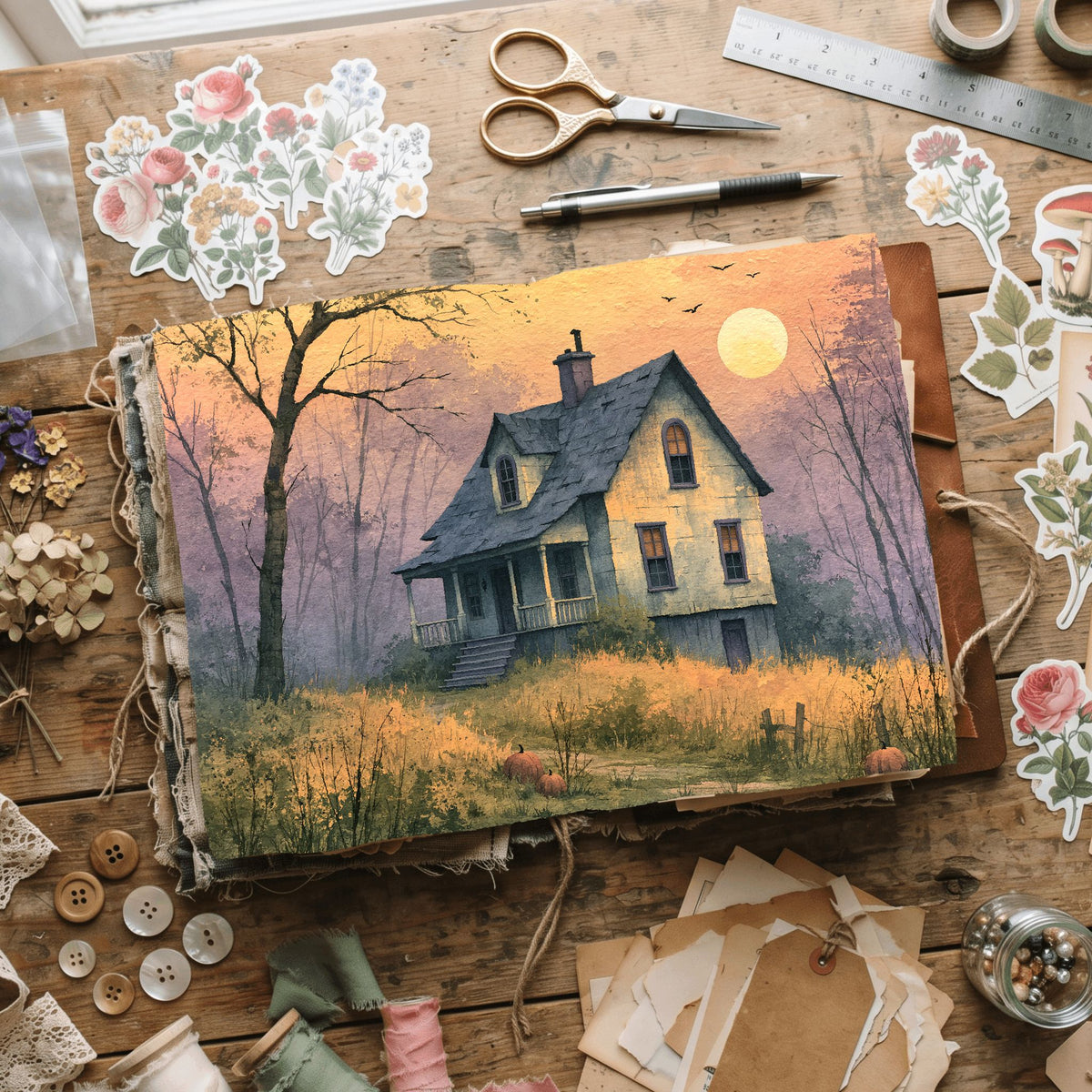 Purple Halloween Watercolor Art