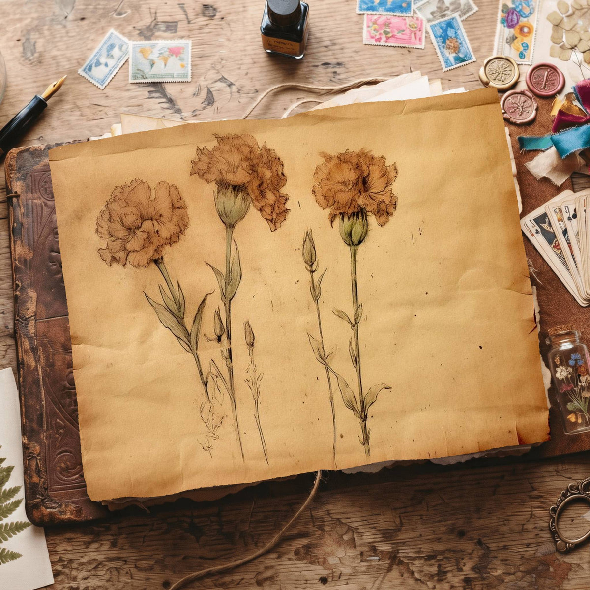Autumn Carnations Digital Papers