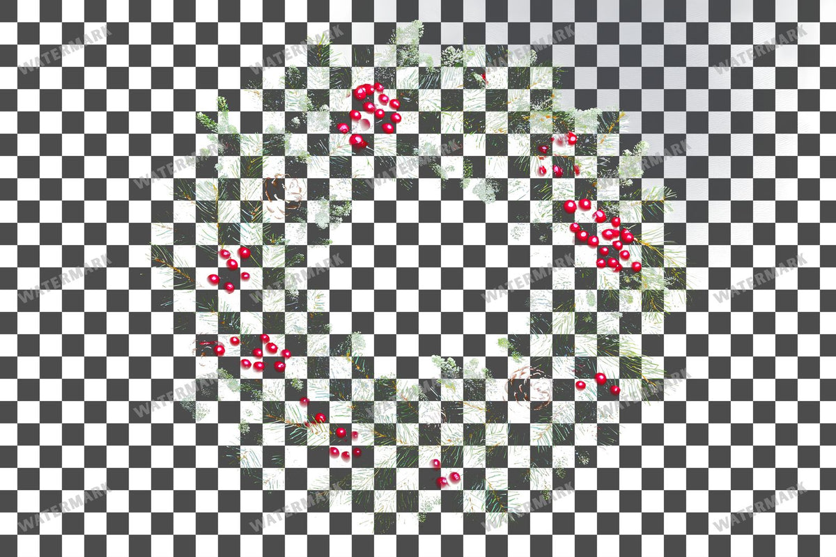 Christmas Wreath PNG overlay on a transparent checkered background, preview 34