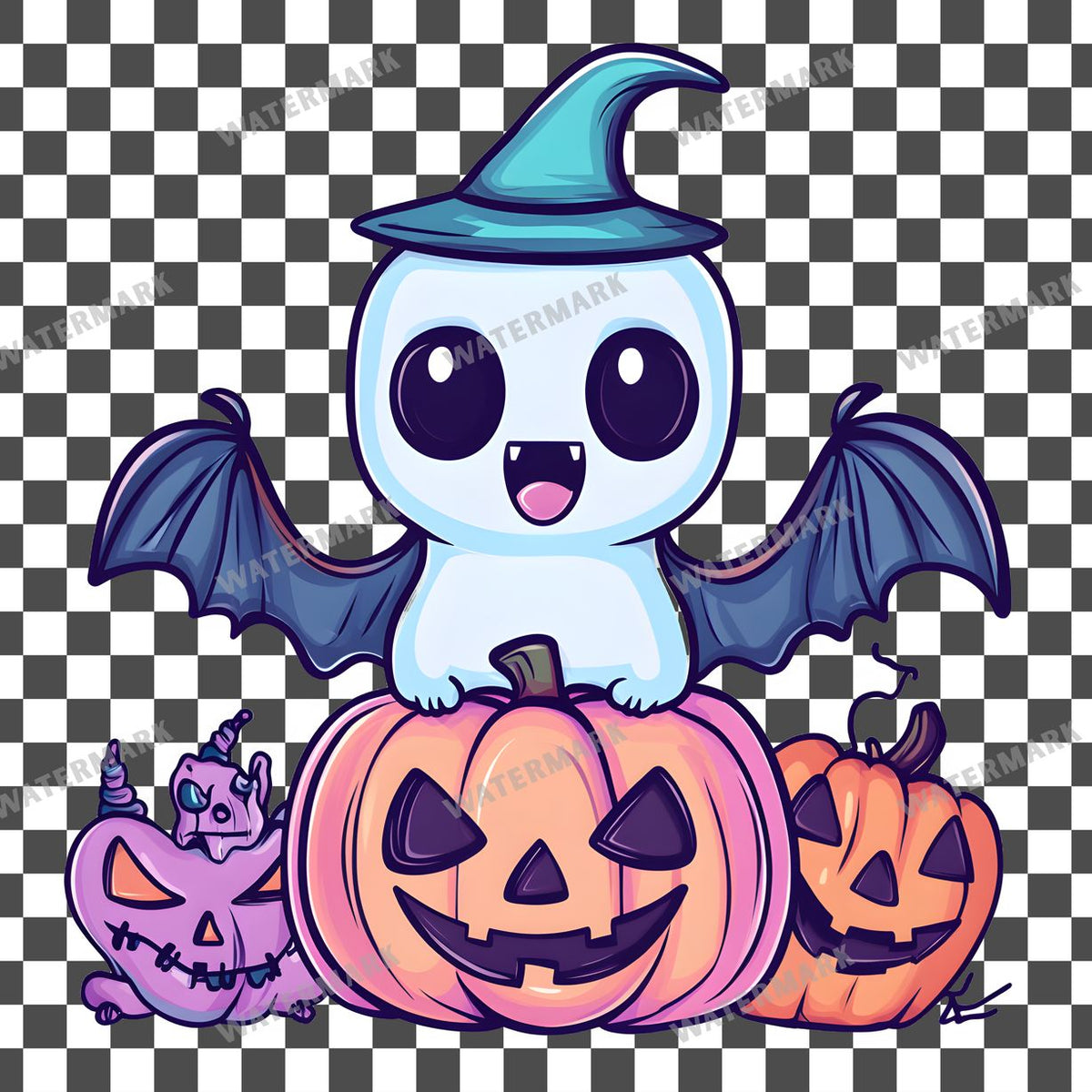 Halloween Kawaii Style Clipart Pngs