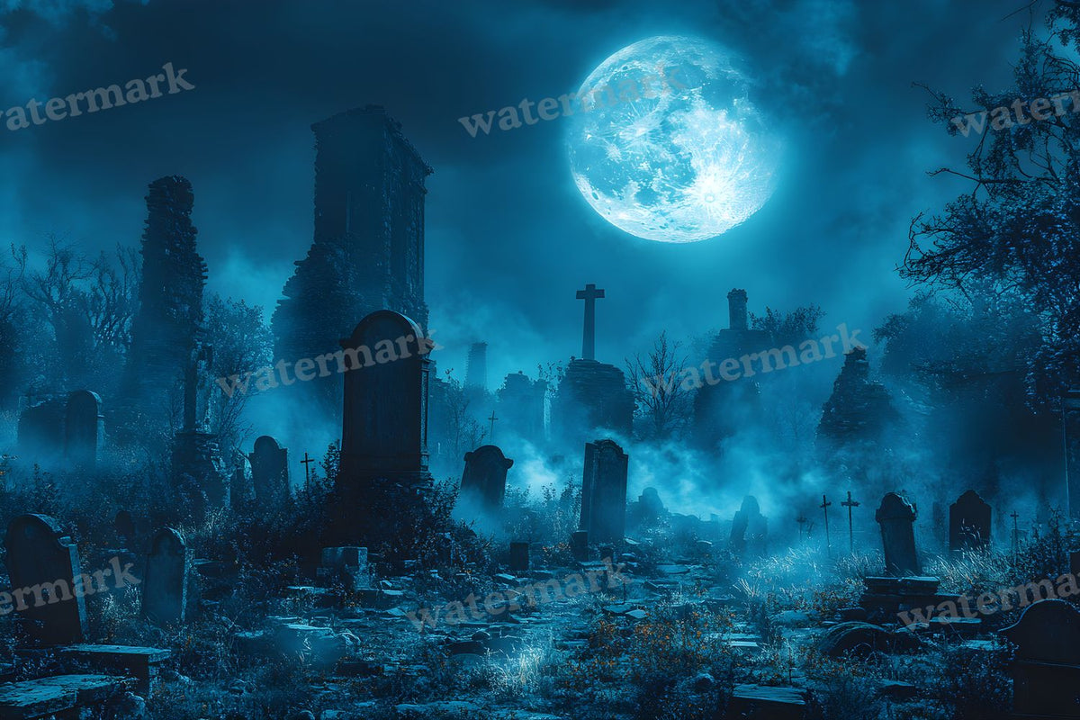 Moonlit Graveyard Backdrop Images