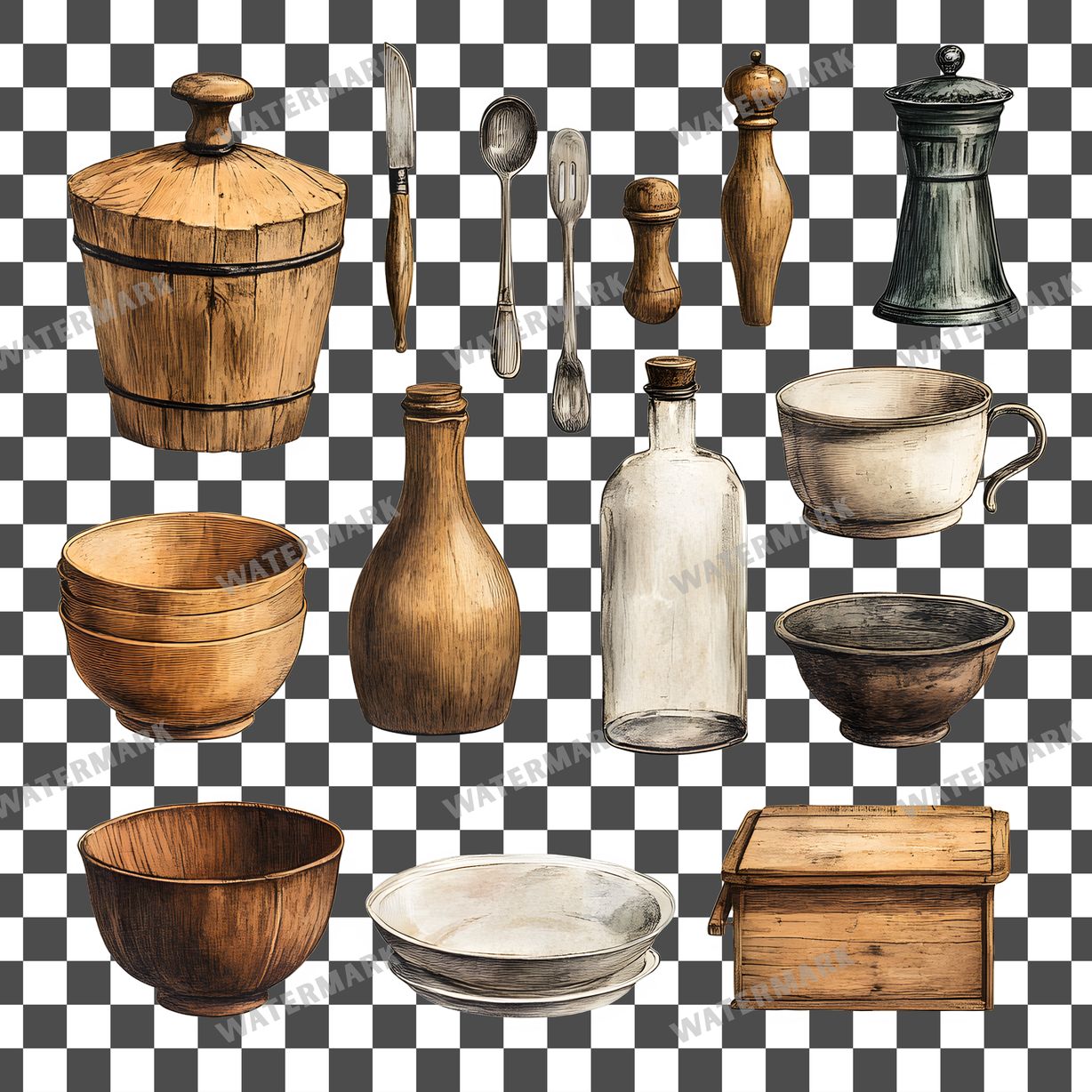 Wooden Rockin Vintage Style Clipart Pngs