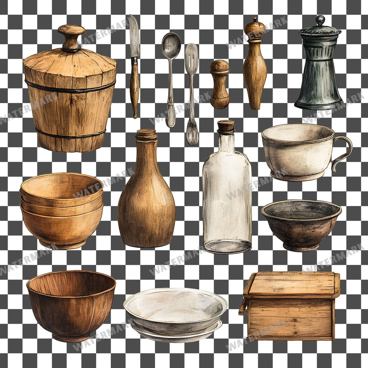 Wooden Rockin Vintage Style Clipart Pngs