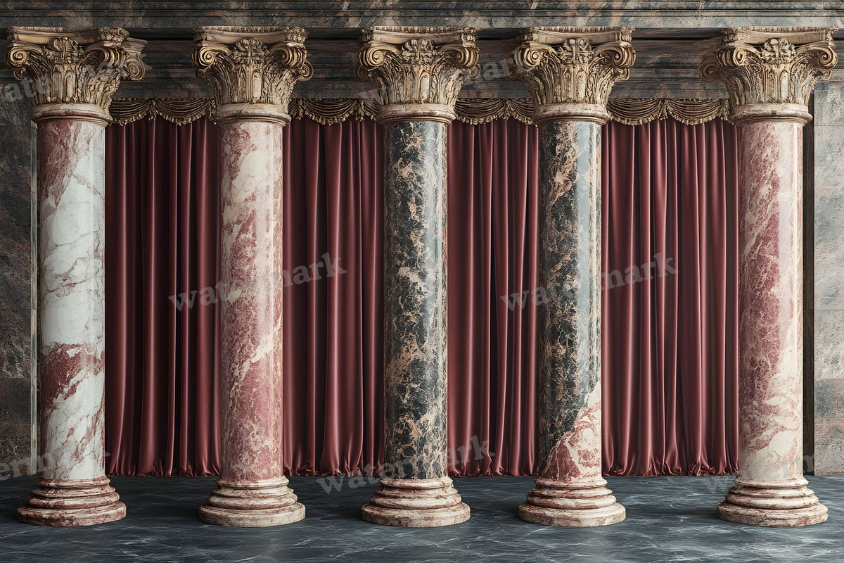 Baroque Marble Columns digital photo backdrop for photo editing, preview 34
