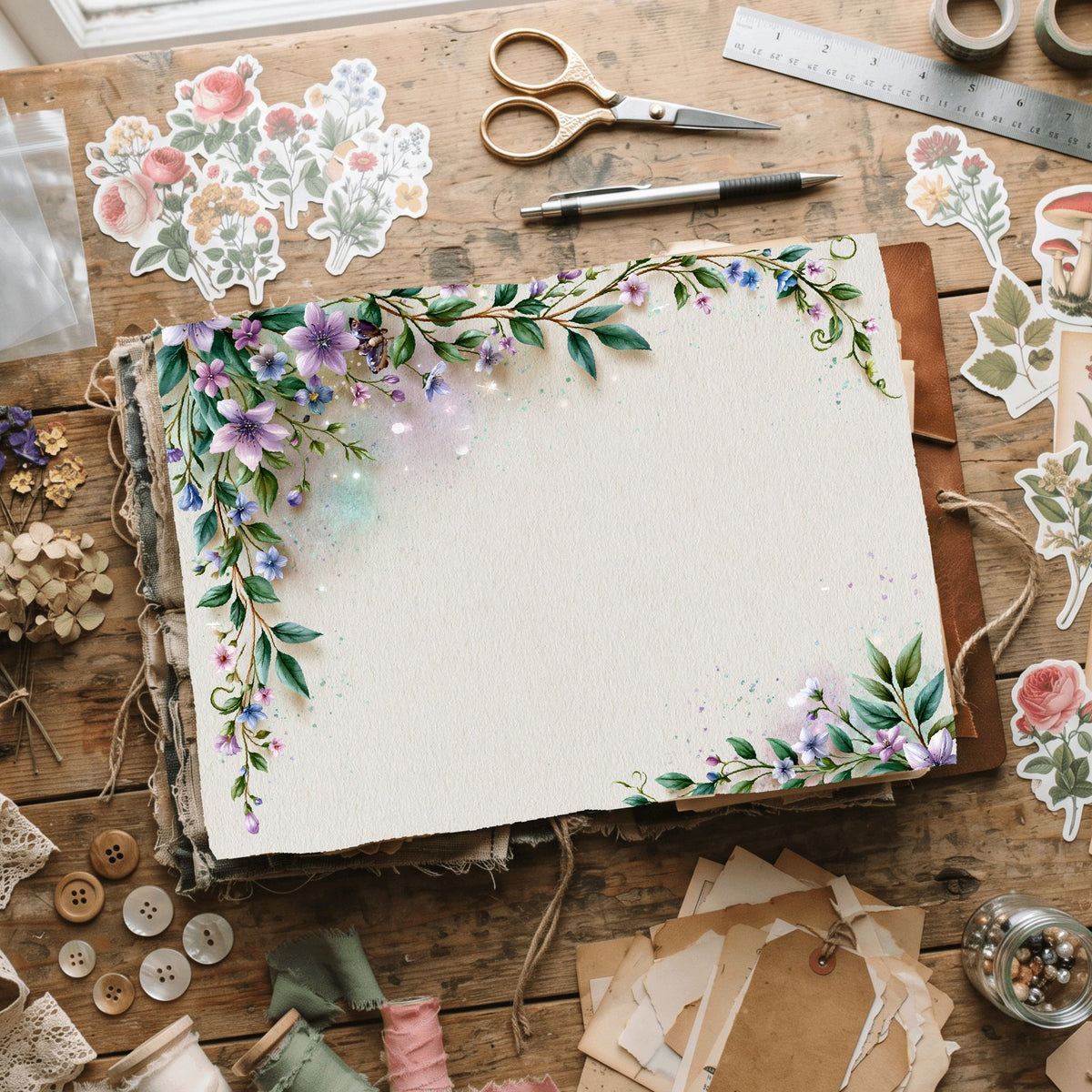 Delicate Botanical Border Frame