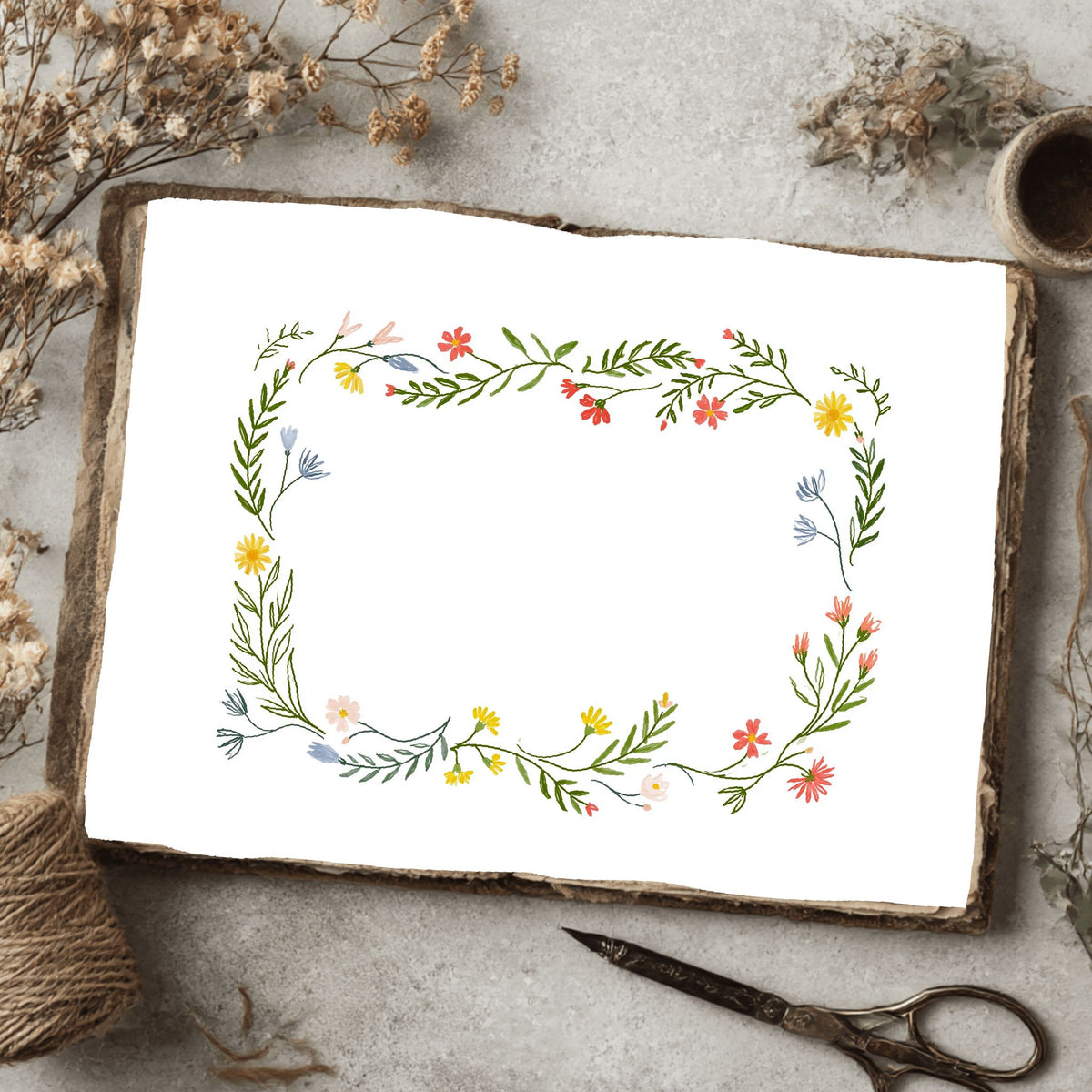 Folk Art Watercolor Floral Pattern