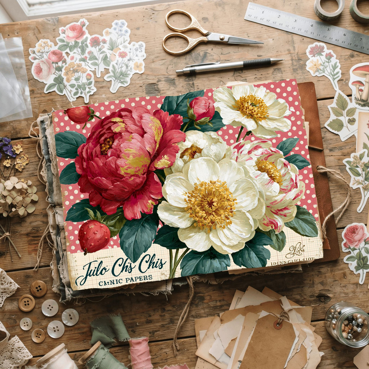 Pink & Gold Shabby Chic Journal Paper
