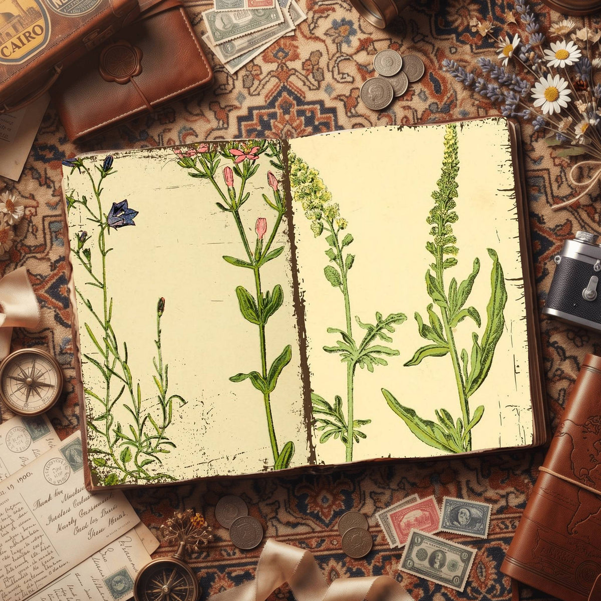 Botanical printable junk journal paper, page preview 35