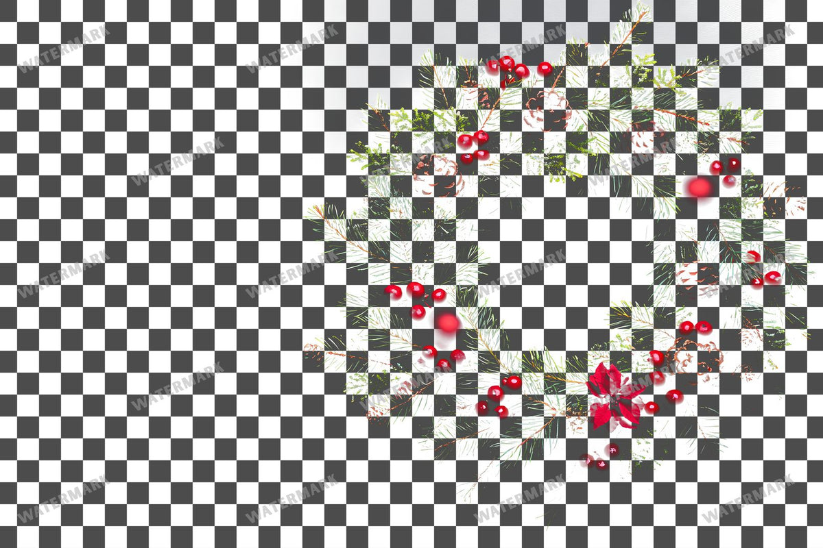 Christmas Wreath PNG overlay on a transparent checkered background, preview 35