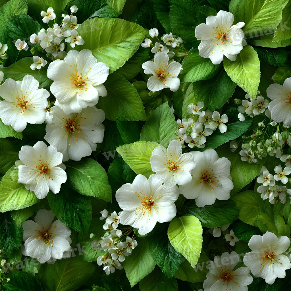 Leafy Green Flower Wall digital photo backdrop for photo editing, preview 34