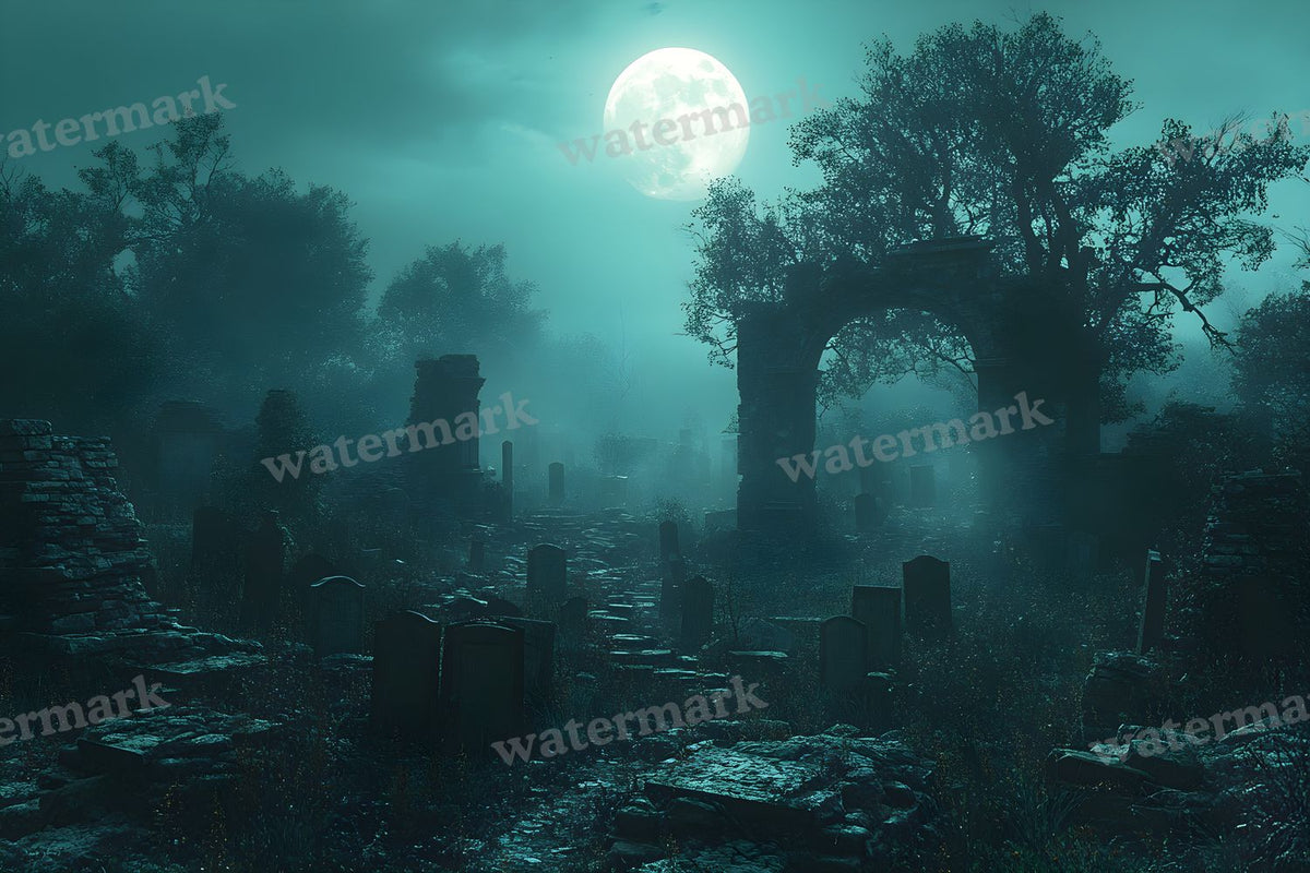 Moonlit Graveyard Backdrop Images