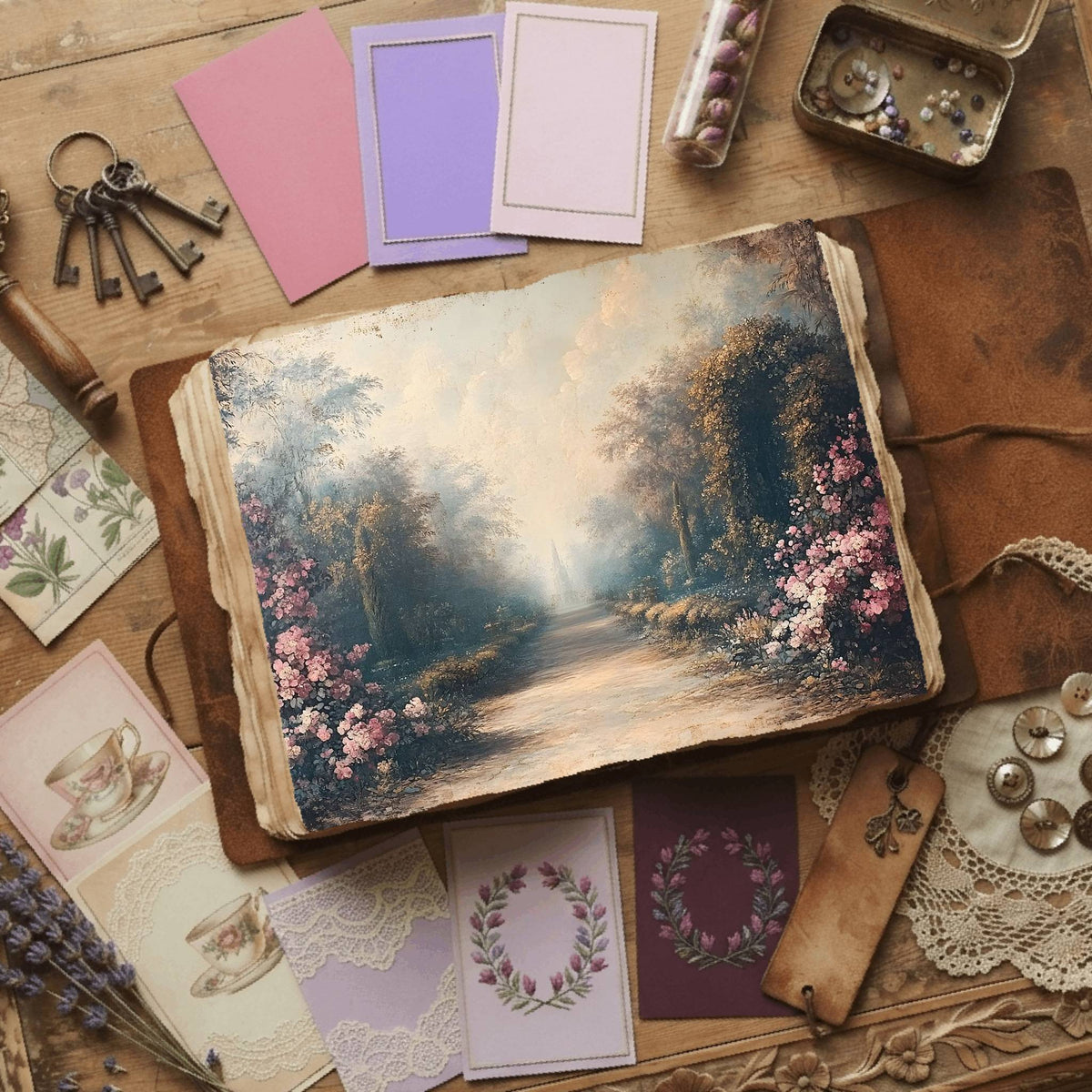Royal Gardens printable junk journal paper, page preview 35