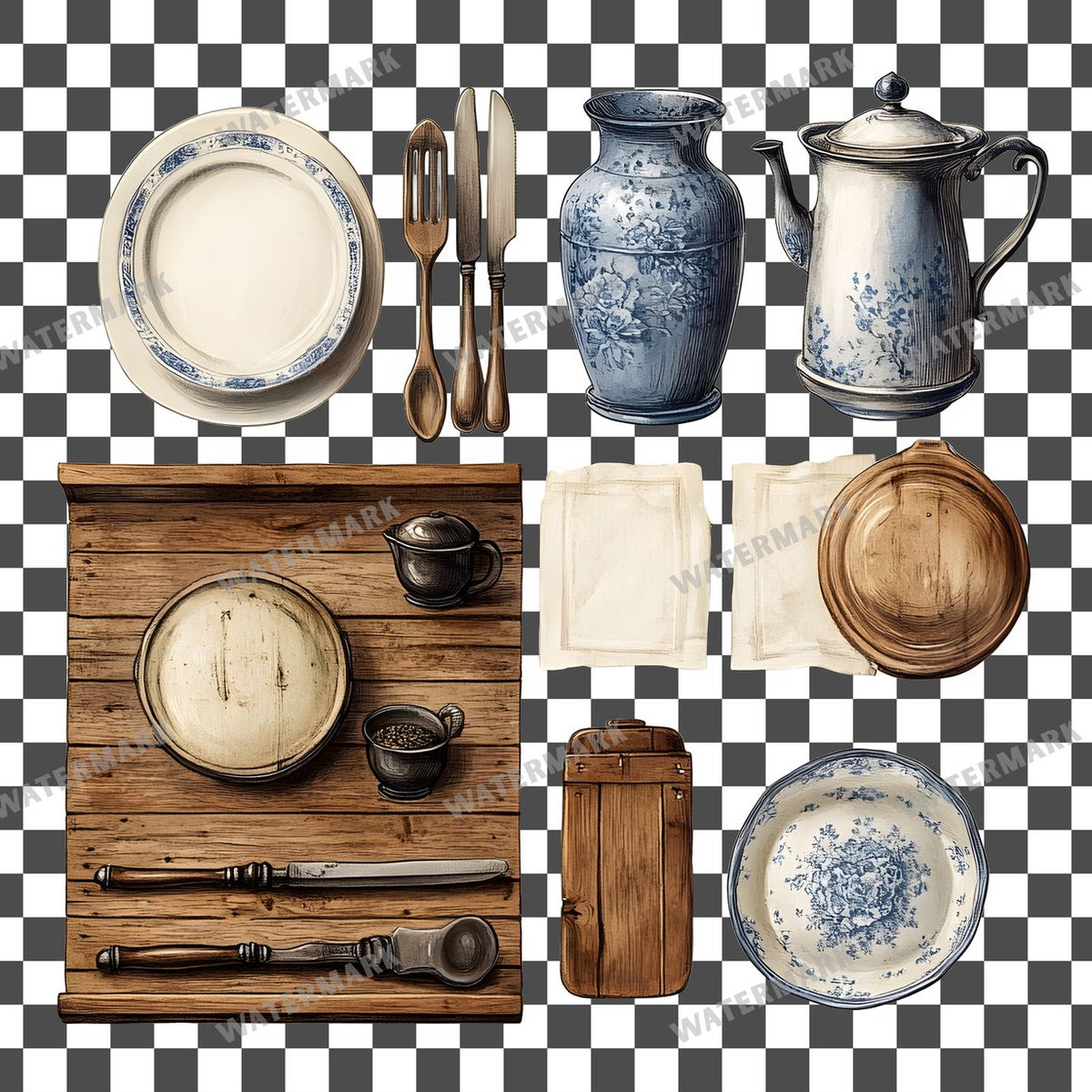 Wooden Rockin Vintage Style Clipart Pngs