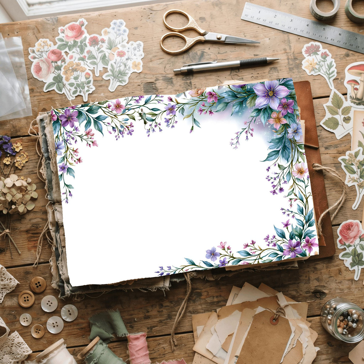 Delicate Botanical Border Frame