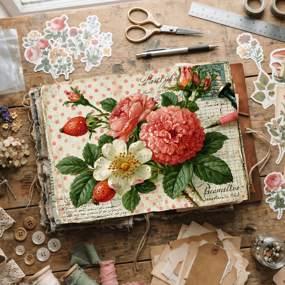Faded Polka Dot Shabby Chic Journal Paper