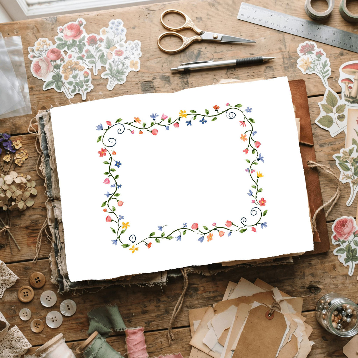 Folk Art Watercolor Floral Pattern